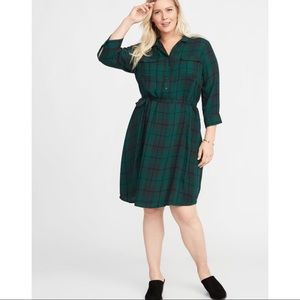 Old Navy Green Plaid Shirt Dress - Size 4X